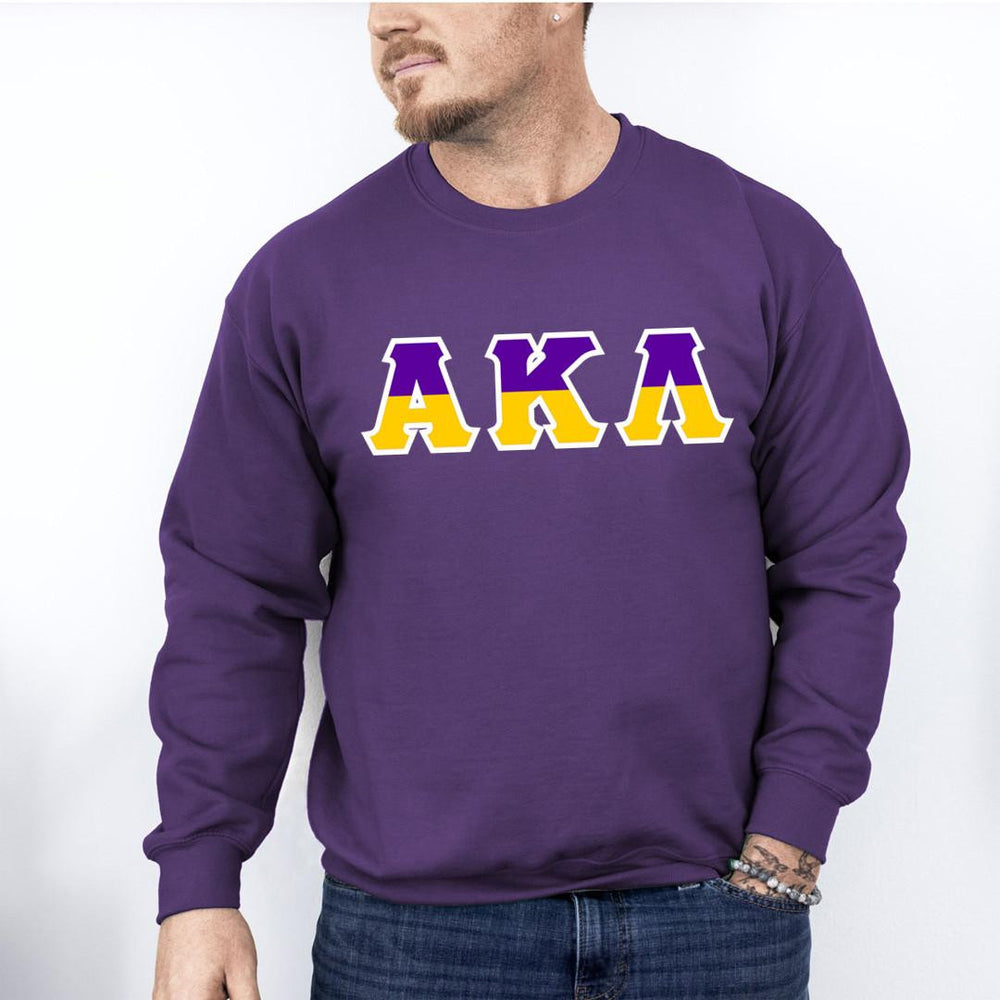 Printify Alpha Kappa Lambda Two Toned Greek Lettered Crewneck Sweatshirts Alpha Kappa Lambda Two Toned Greek Lettered Crewneck Sweatshirts