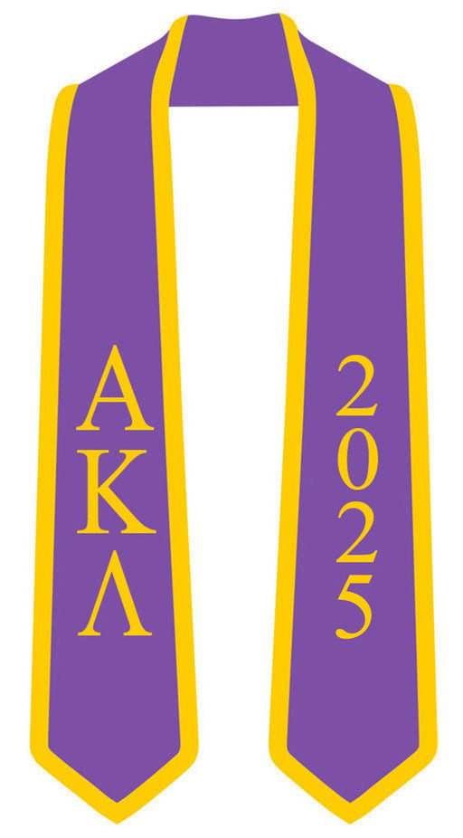 Alpha Kappa Lambda DISCOUNT-Alpha Kappa Lambda Greek 2 Tone Lettered Graduation Sash Stole w/ Year