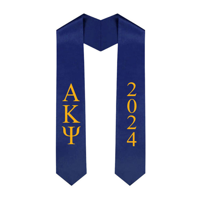 Alpha Kappa Psi Greek Lettered Graduation Sash Stole With Year Best Value Alpha Kappa Psi Greek Lettered Graduation Sash Stole With Year - Best Value