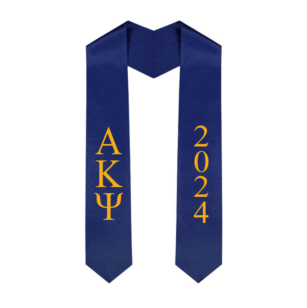Alpha Kappa Psi Greek Lettered Graduation Sash Stole With Year Best Value Alpha Kappa Psi Greek Lettered Graduation Sash Stole With Year - Best Value