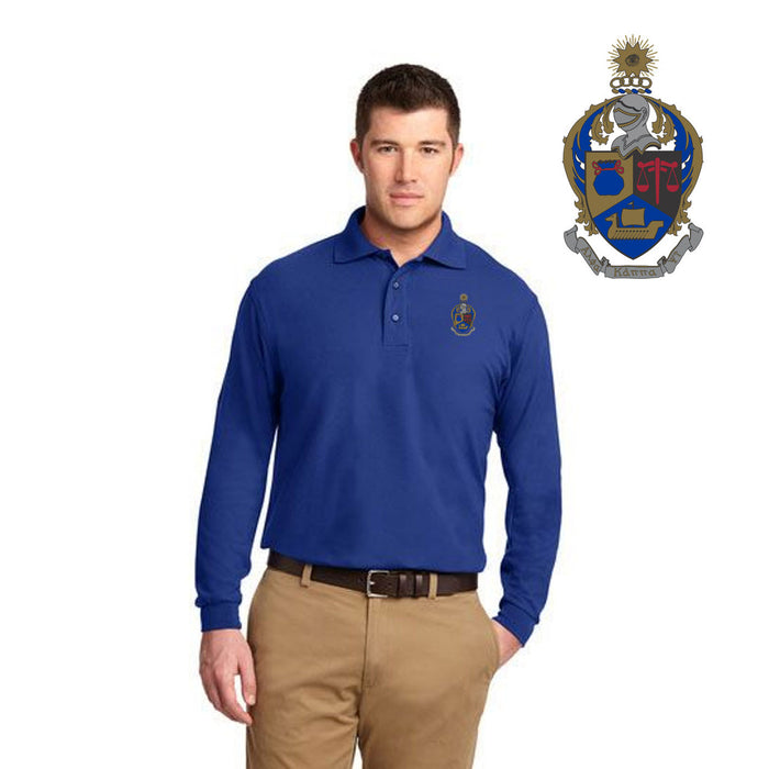 Discount Alpha Kappa Psi Patch Long Sleeve Polo DISCOUNT-Alpha Kappa Psi Patch Long Sleeve Polo