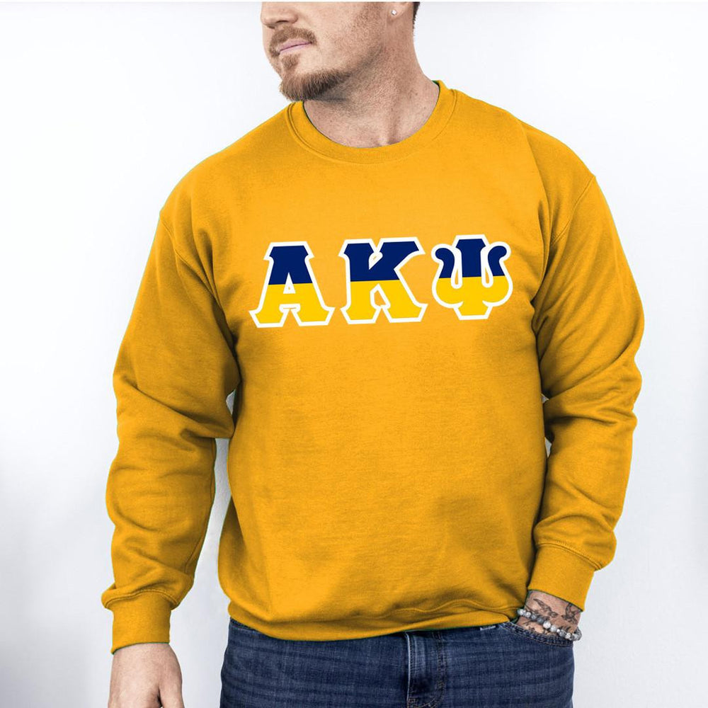 Printify Alpha Kappa Psi Two Toned Greek Lettered Crewneck Sweatshirts Alpha Kappa Psi Two Toned Greek Lettered Crewneck Sweatshirts