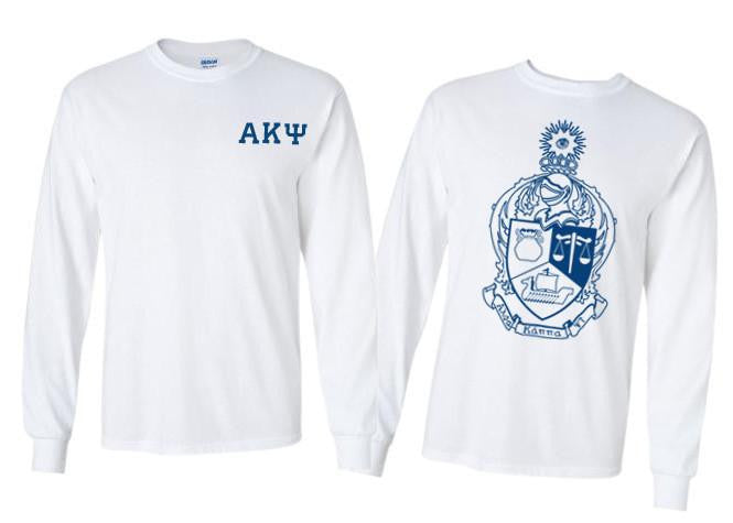 Printify Alpha Kappa Psi World Famous Crest Long Sleeve T Shirt Alpha Kappa Psi World Famous Crest Long Sleeve T-Shirt