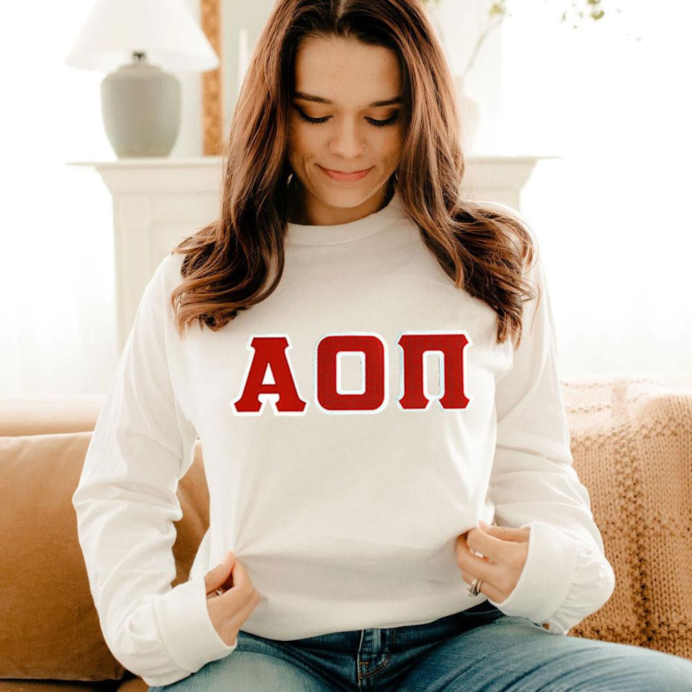 Alpha Omicron Pi 2 Day Ship Twill Long Sleeve Tee Alpha Omicron Pi - 2 Day Ship Twill Long Sleeve Tee