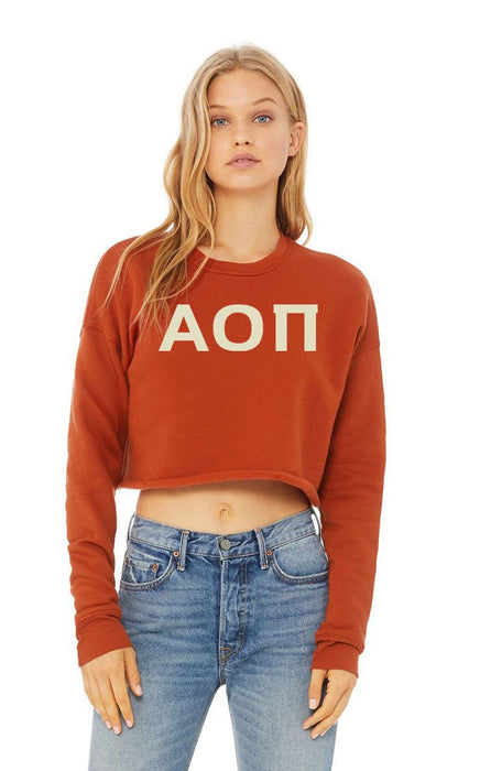Alpha Omicron Pi Bella + Canvas Women's Cropped Crew Fleece Alpha Omicron Pi Bella + Canvas - Women's Cropped Crew Fleece
