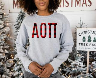 Alpha Omicron Pi Alpha Omicron Pi Christmas Plaid Nickname Crewnecks