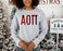 Printify Alpha Omicron Pi Christmas Plaid Nickname Crewnecks Alpha Omicron Pi Christmas Plaid Nickname Crewnecks