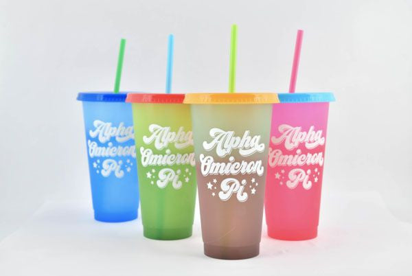 Alpha Omicron Pi Color Changing Cups (set Of 4) Alpha Omicron Pi Color Changing Cups (Set of 4)