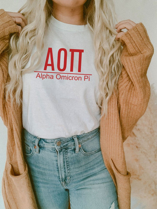 Alpha Omicron Pi Comfort Colors Heavyweight T Shirt Alpha Omicron Pi Comfort Colors Heavyweight T-Shirt