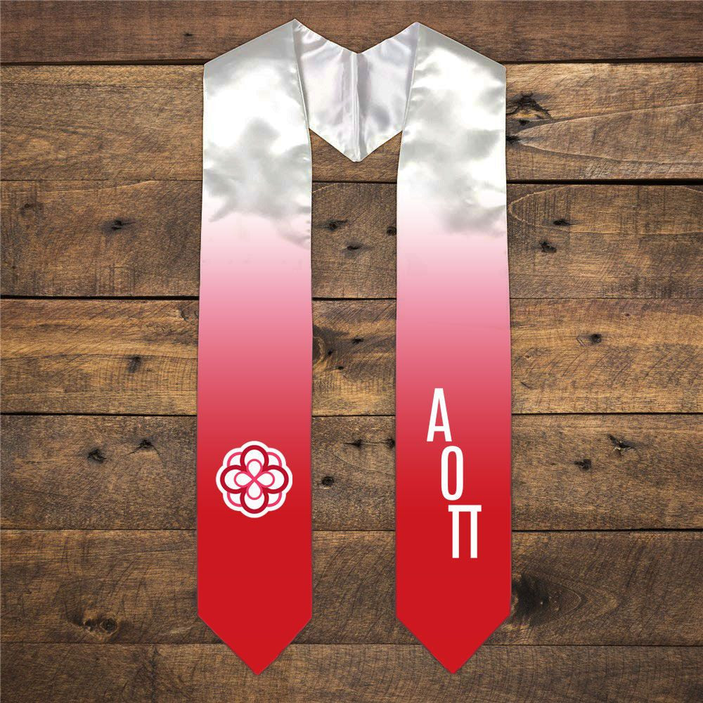Alpha Omicron Pi Extra Fancy Diagonal Greek Graduation Stole W Crest Alpha Omicron Pi Extra Fancy Diagonal Greek Graduation Stole W Crest