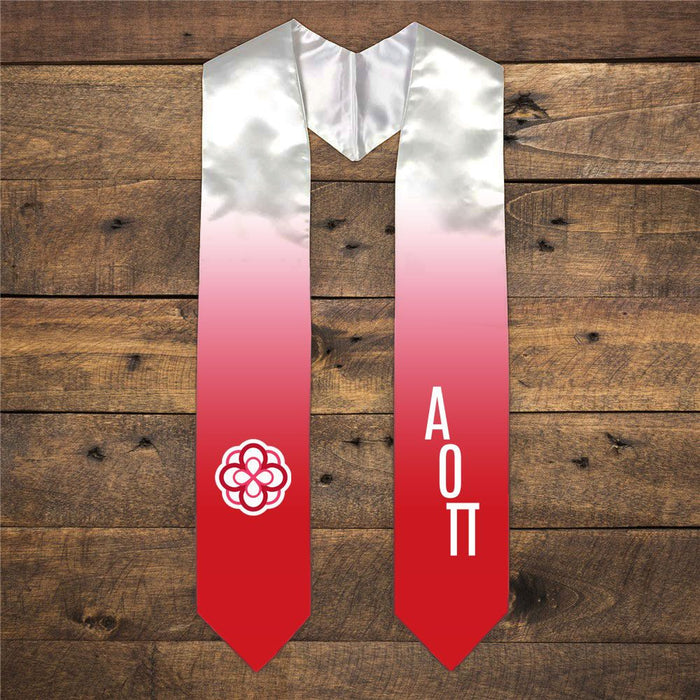 Alpha Omicron Pi Extra Fancy Diagonal Greek Graduation Stole W Crest Alpha Omicron Pi Extra Fancy Diagonal Greek Graduation Stole W Crest