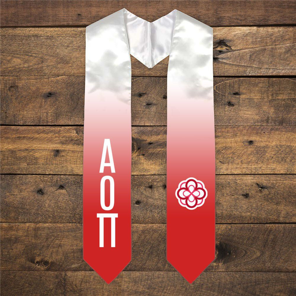 Alpha Omicron Pi Extra Fancy Simple Greek Graduation Stole W Crest Alpha Omicron Pi Extra Fancy Simple Greek Graduation Stole W Crest