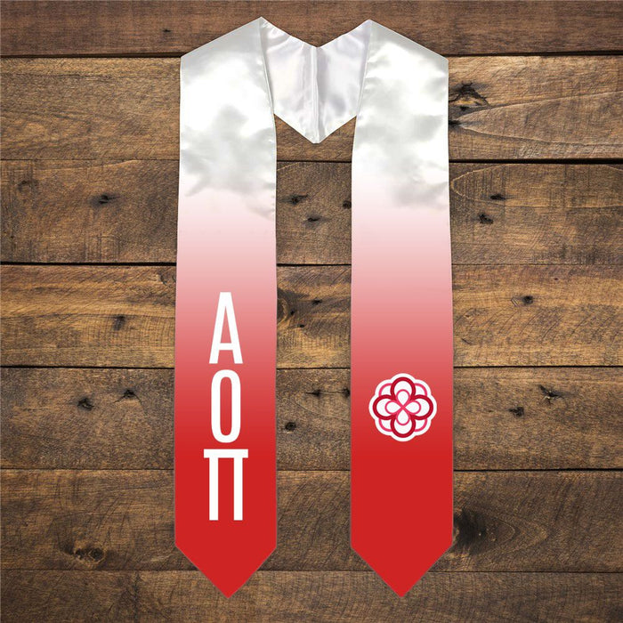 Alpha Omicron Pi Extra Fancy Simple Greek Graduation Stole W Crest Alpha Omicron Pi Extra Fancy Simple Greek Graduation Stole W Crest