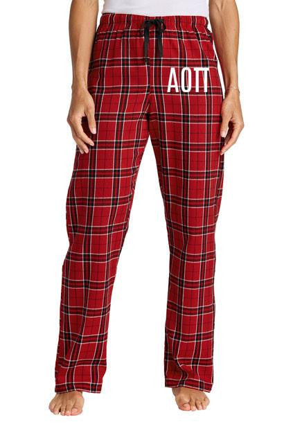 Alpha Omicron Pi Alpha Omicron Pi Flannel Lettered Plaid PJ's