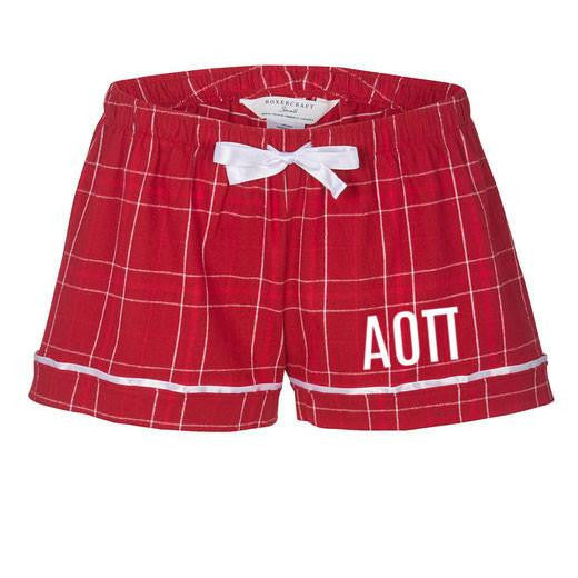 Alpha Omicron Pi Flannel Plaid Short Pj's Alpha Omicron Pi Flannel Plaid Short- PJ's