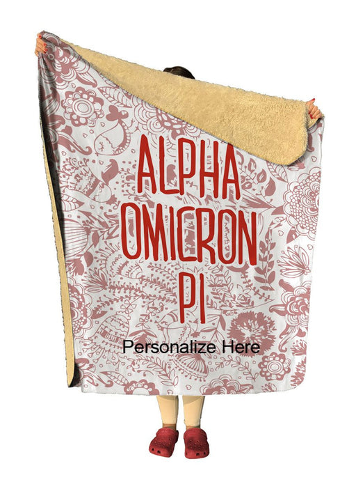 Alpha Omicron Pi Alpha Omicron Pi Floral Sherpa Lap Blanket