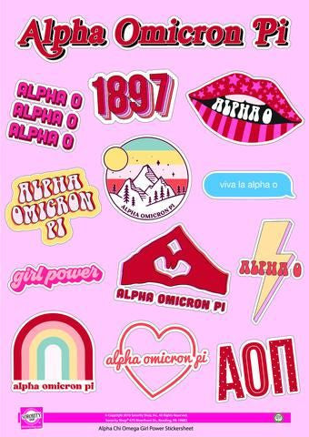 Alpha Omicron Pi Girl Power Stickers Alpha Omicron Pi Girl Power Stickers