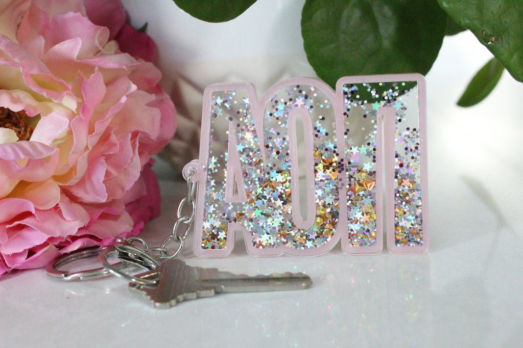 Alpha Omicron Pi Glitter Keychain Alpha Omicron Pi Glitter Keychain