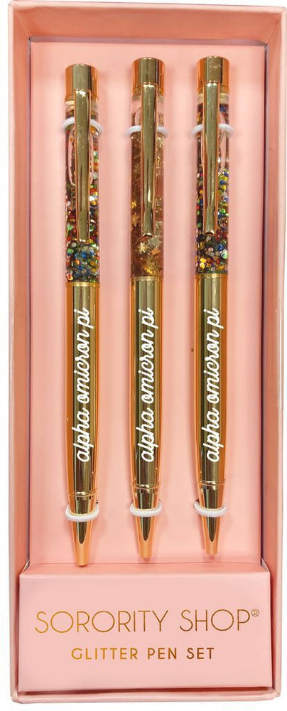Alpha Omicron Pi Glitter Pens (set Of 3) Alpha Omicron Pi Glitter Pens (Set of 3)