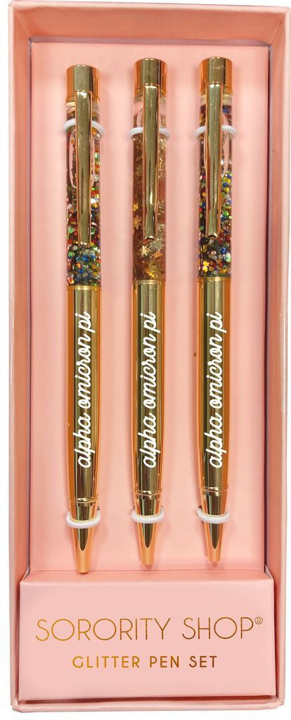 Trending Alpha Omicron Pi Glitter Pens (Set of 3)