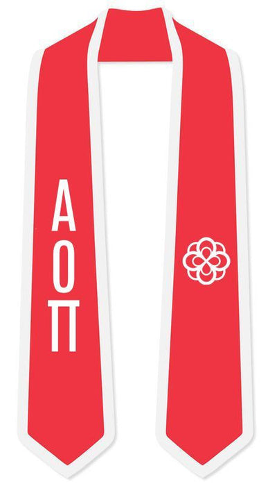 Discount Alpha Omicron Pi Greek 2 Tone Lettered Graduation Sash Stole DISCOUNT-Alpha Omicron Pi Greek 2 Tone Lettered Graduation Sash Stole