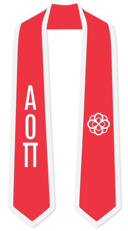 Discount Alpha Omicron Pi Greek 2 Tone Lettered Graduation Sash Stole DISCOUNT-Alpha Omicron Pi Greek 2 Tone Lettered Graduation Sash Stole