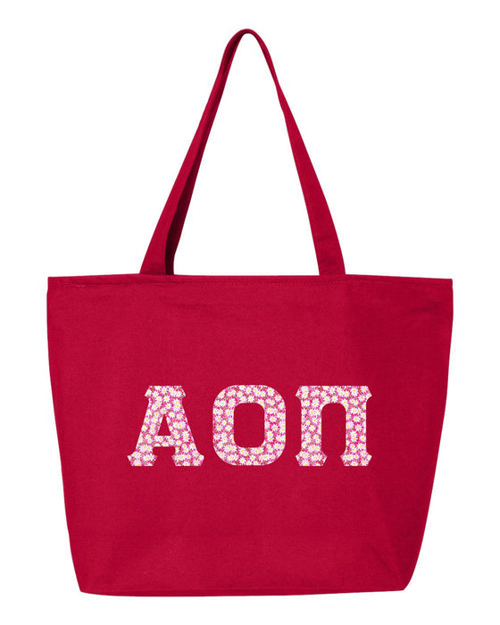 Alpha Omicron Pi Greek Letter Zipper Tote Alpha Omicron Pi Greek Letter Zipper Tote