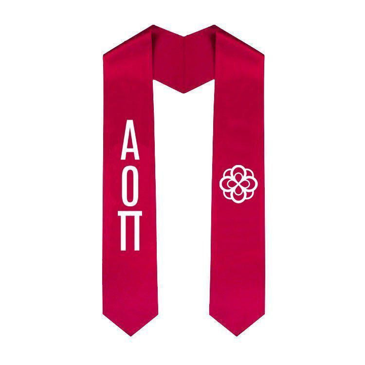 Alpha Omicron Pi Greek Lettered Graduation Sash Stole With Crest Alpha Omicron Pi Greek Lettered Graduation Sash Stole With Crest
