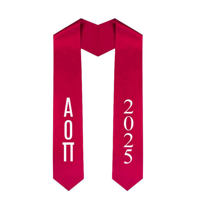 Alpha Omicron Pi Greek Lettered Graduation Sash Stole With Year Best Value Alpha Omicron Pi Greek Lettered Graduation Sash Stole With Year - Best Value