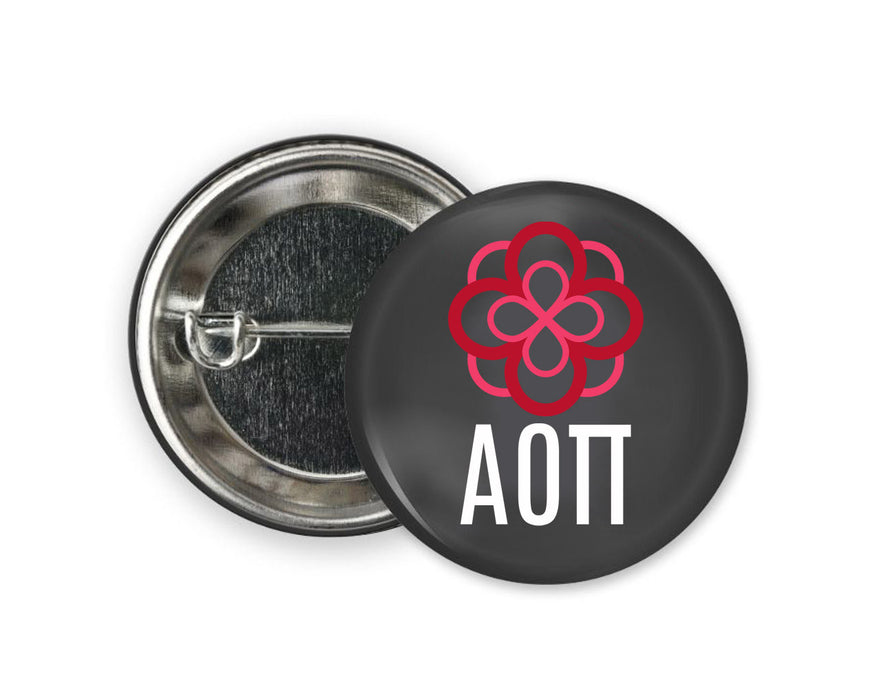 Alpha Omicron Pi Black Mascot Button Alpha Omicron Pi Black Mascot Button