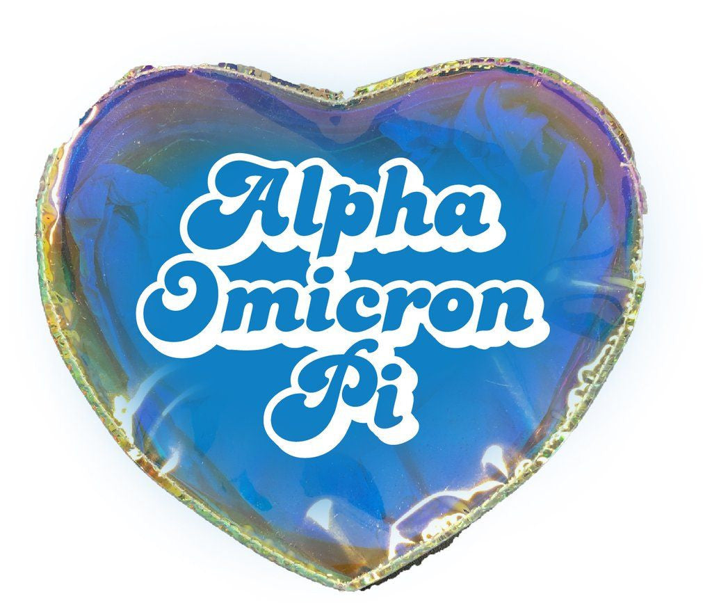 Alpha Omicron Pi Heart Shaped Makeup Bag Alpha Omicron Pi Heart Shaped Makeup Bag