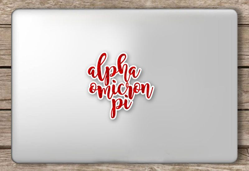 Alpha Omicron Pi Script Sticker Alpha Omicron Pi Script Sticker