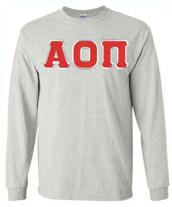 Alpha Omicron Pi Lettered Long Sleeve Shirt Alpha Omicron Pi Lettered Long Sleeve Shirt