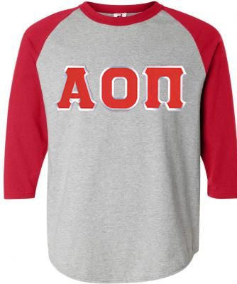 Alpha Omicron Pi DISCOUNT-Alpha Omicron Pi Lettered Raglan Shirt