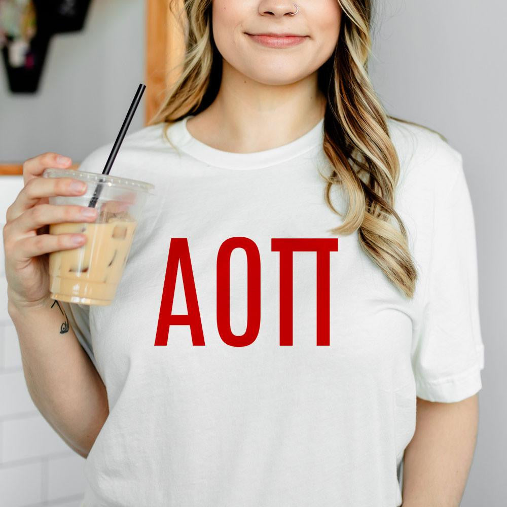 Printify Alpha Omicron Pi Lettered Tees $24.95! Alpha Omicron Pi Lettered Tees - $24.95!