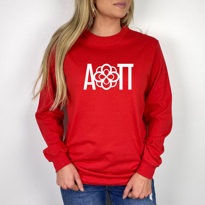 Printify Alpha Omicron Pi Logo Crewneck Sweatshirts Alpha Omicron Pi Logo Crewneck Sweatshirts