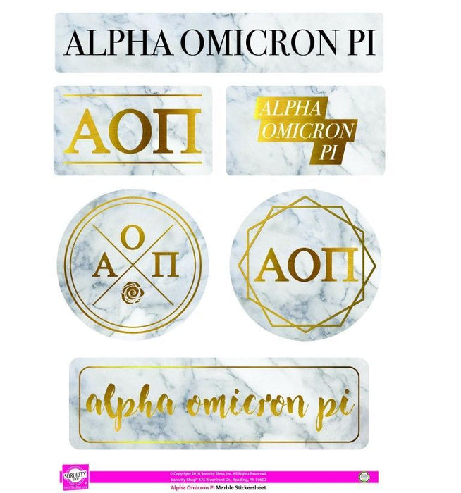 Alpha Omicron Pi Marble Sticker Sheet Alpha Omicron Pi Marble Sticker Sheet