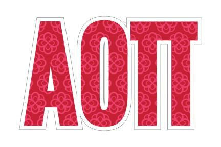 Alpha Omicron Pi Mascot Greek Letter Sticker 2.5" Tall Alpha Omicron Pi Mascot Greek Letter Sticker - 2.5
