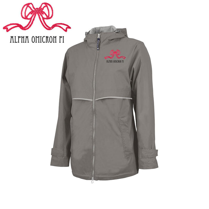 Alpha Omicron Pi New Englander Bows Rain Jacket Alpha Omicron Pi New Englander Bows Rain Jacket