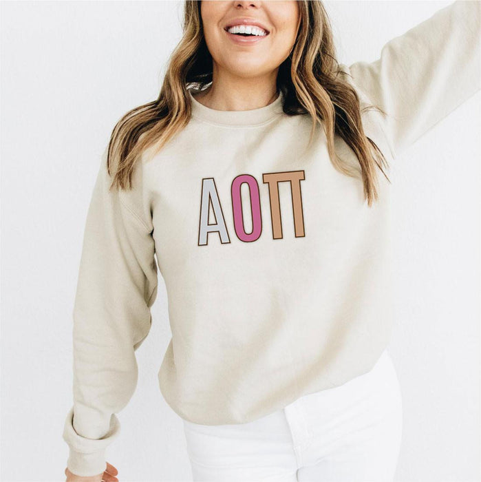 Printify Alpha Omicron Pi Nickname Crew Sweatshirts Alpha Omicron Pi Nickname Crew Sweatshirts