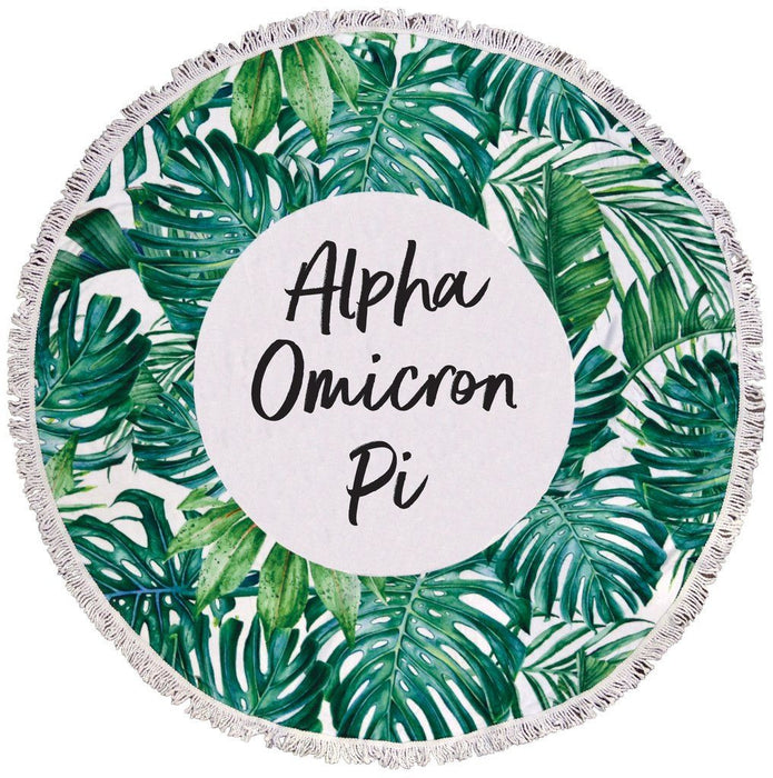Alpha Omicron Pi Palm Leaf Fringe Towel Blanket Alpha Omicron Pi Palm Leaf Fringe Towel Blanket