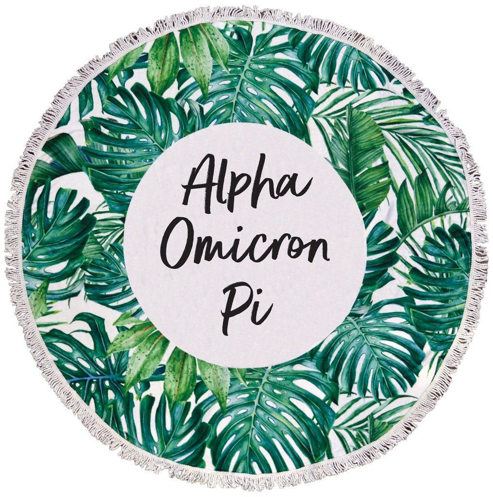 Alpha Omicron Pi Palm Leaf Fringe Towel Blanket Alpha Omicron Pi Palm Leaf Fringe Towel Blanket