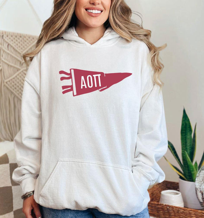 Alpha Omicron Pi Pennant Hooded Sweatshirt Alpha Omicron Pi Pennant Hooded Sweatshirt