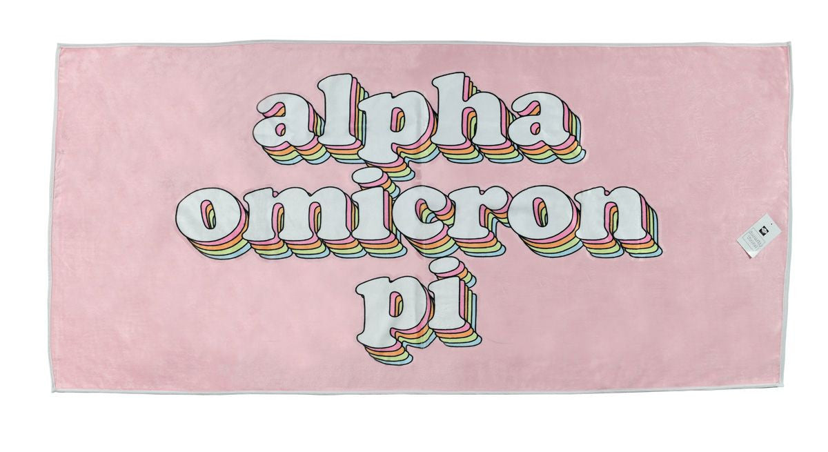 Alpha Omicron Pi Plush Retro Beach Towel Alpha Omicron Pi Plush Retro Beach Towel