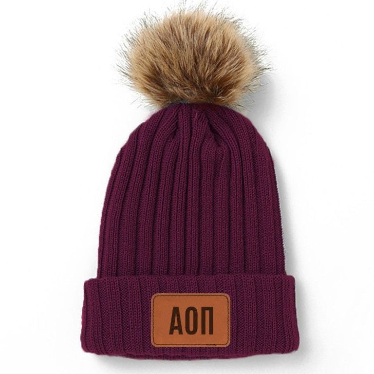 Alpha Omicron Pi Pom Pom Beanie Hat Alpha Omicron Pi Pom Pom Beanie Hat