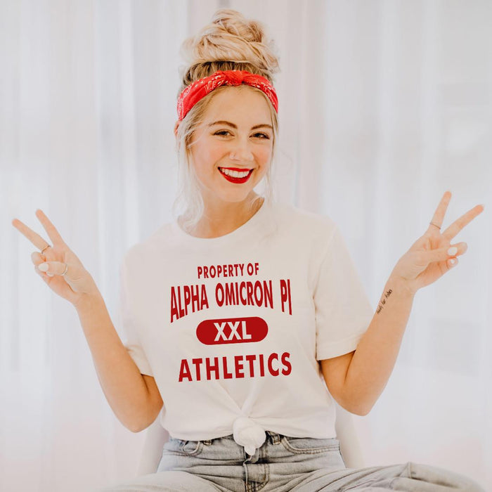 Alpha Omicron Pi Property Of Athletics T Shirt Alpha Omicron Pi Property Of Athletics T-Shirt
