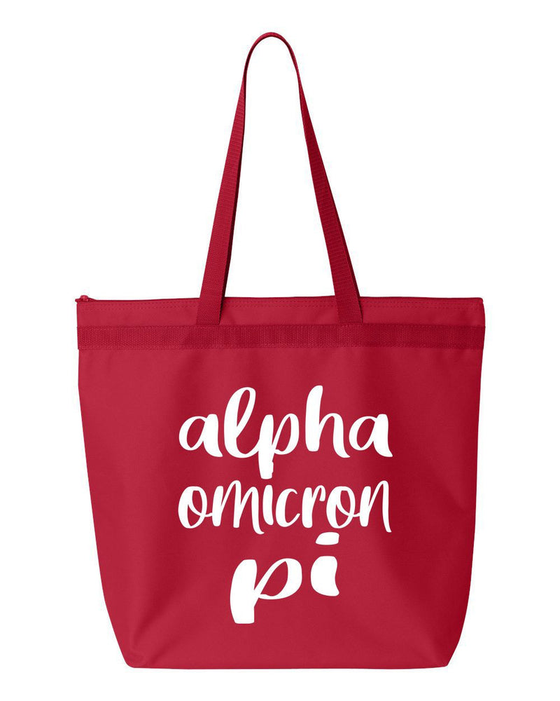 Alpha Omicron Pi Script Tote Bag Alpha Omicron Pi Script Tote Bag