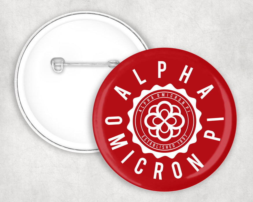 Alpha Omicron Pi Seal Crest Pin Buttons Alpha Omicron Pi Seal Crest Pin Buttons