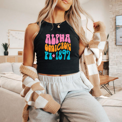 Alpha Omicron Pi Alpha Omicron Pi Shagadelic Racer Tank