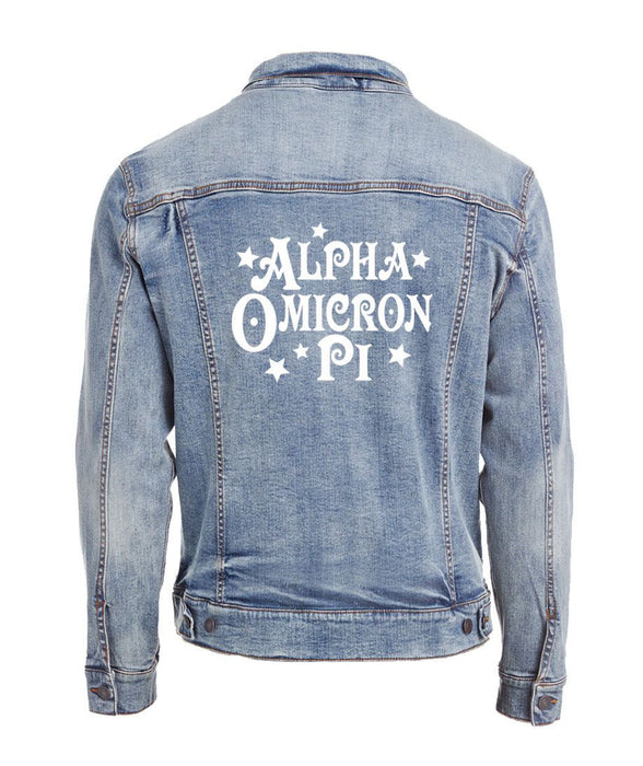 Alpha Omicron Pi Star Struck Denim Jacket Alpha Omicron Pi Star Struck Denim Jacket